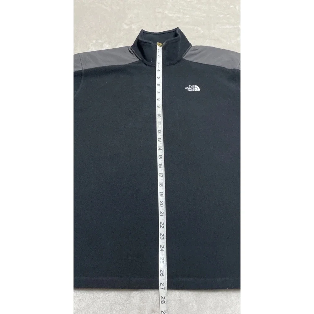 The North Face Fleece Pullover Men's Size Large Black Gray 1/4 Zip Sleeve Pocket